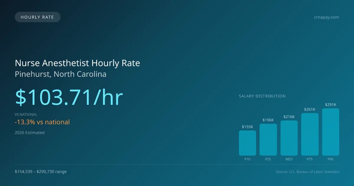 Nurse Anesthetist Hourly Rate in Pinehurst, NC — 2026 est., based on 2025 BLS