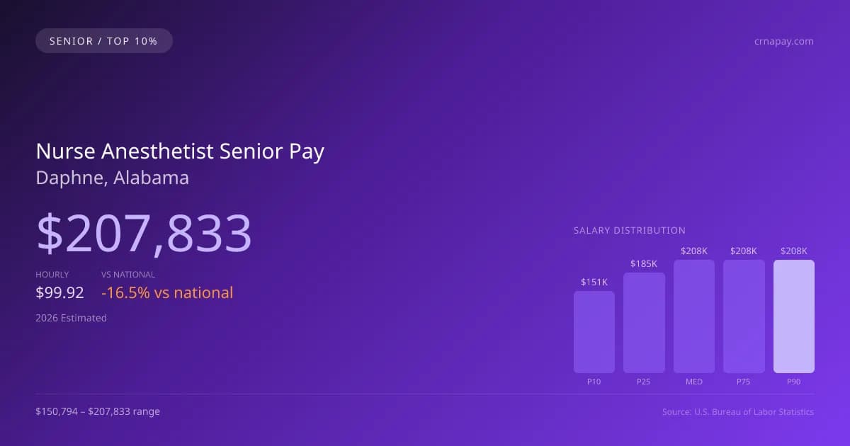 Nurse Anesthetist Senior Salary in Daphne, AL — 2026 est., based on 2025 BLS