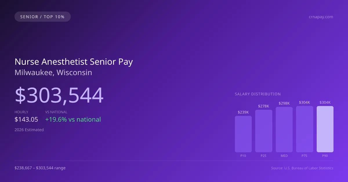 Nurse Anesthetist Senior Salary in Milwaukee, WI — 2026 est., based on 2025 BLS